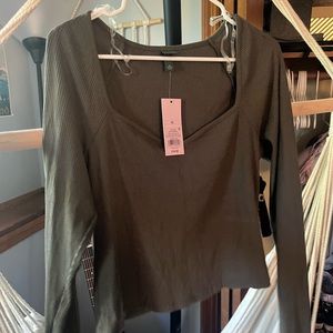 Green long sleeve ribbed top
